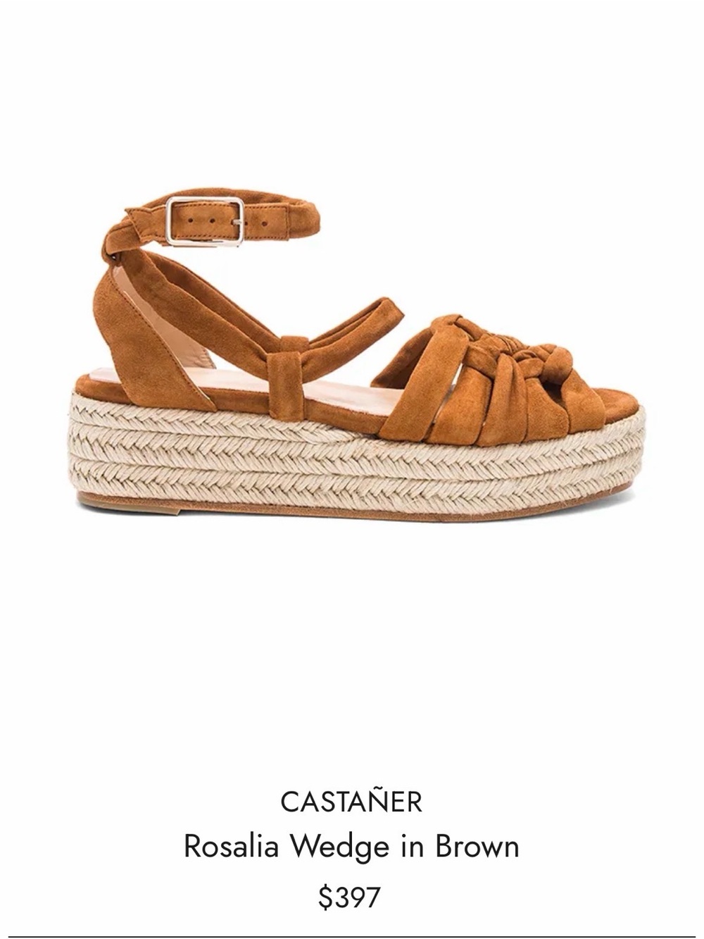 Castaner Rosalia Suede Espadrille Wedge in Brown